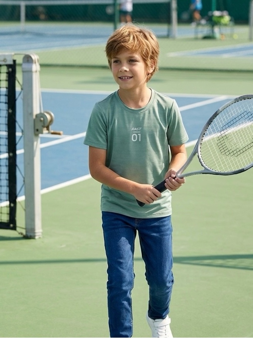 NWT NET Kids "FAST 01" Quick-Dry Performance Tech T-Shirt – Light Sage Green